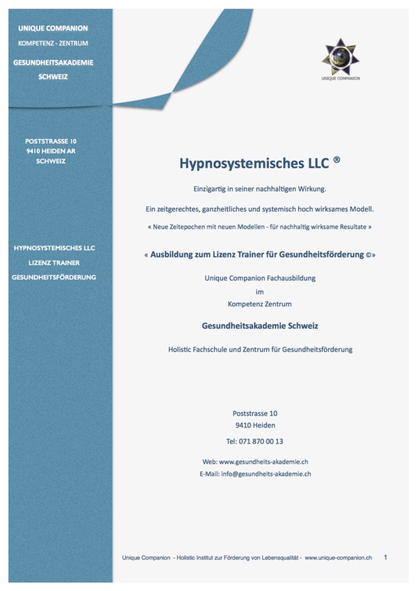 Lizenz Trainer fur Gesundheitsfoerderung Hypnosystemisches LLC
